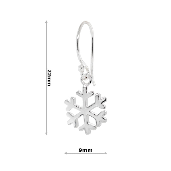 925 sterling silver snowflake hook earrings