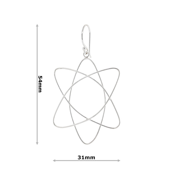 925 sterling silver atomic symbol wire hook earrings