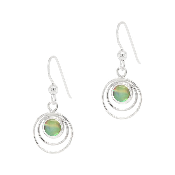 Shell Concentric Circular Rings Sterling Silver 925 Hook Earrings