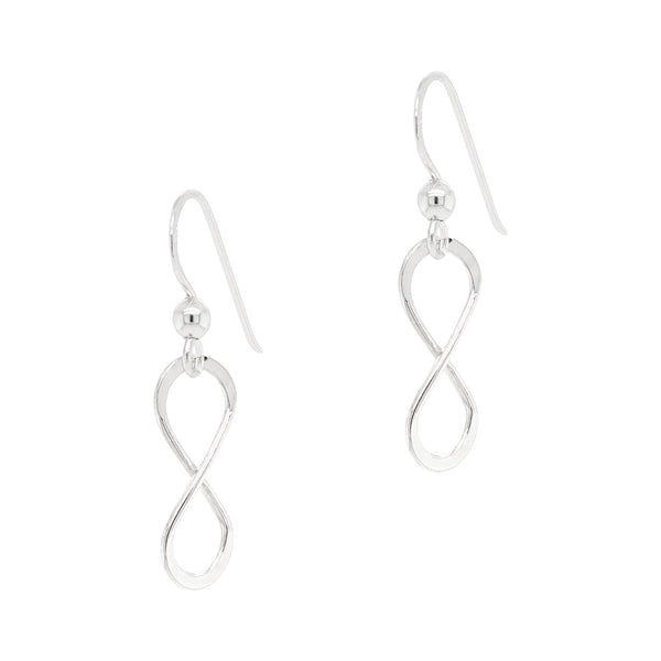 Infinity Symmetric Drop Sterling Silver 925 Hook Earrings
