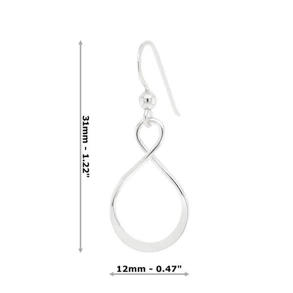Infinity Asymmetric Drop Sterling Silver 925 Hook Earrings