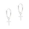 Crucifix Cross Sterling Silver Hoop Earrings