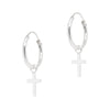 Crucifix Cross Sterling Silver Hoop Earrings