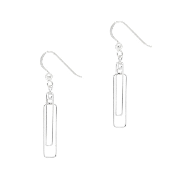 Rectangular Offset Wirework Sterling Silver 925 Hook Earrings