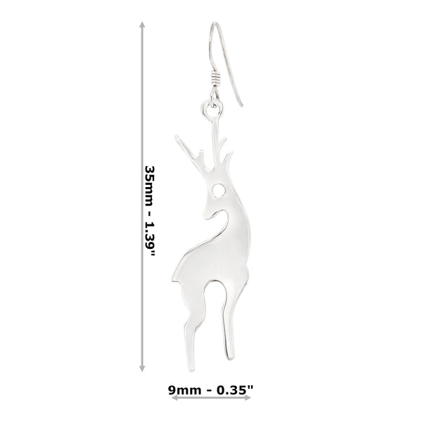 Reindeer Silhouette Sterling Silver 925 Hook Earrings