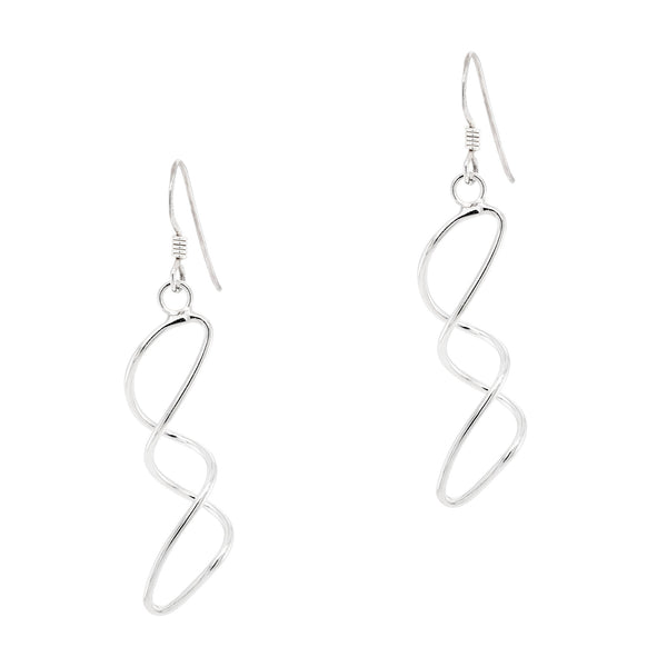 Double Twist Wirework Loop Sterling Silver 925 Hook Earrings