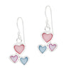 Trio Heart Coloured Shell Sterling Silver 925 Hook Earrings