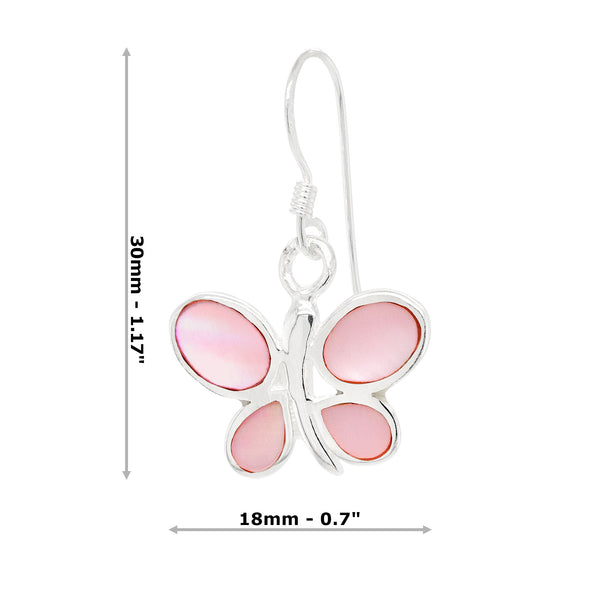 Butterfly Coloured Shell Sterling Silver 925 Hook Earrings