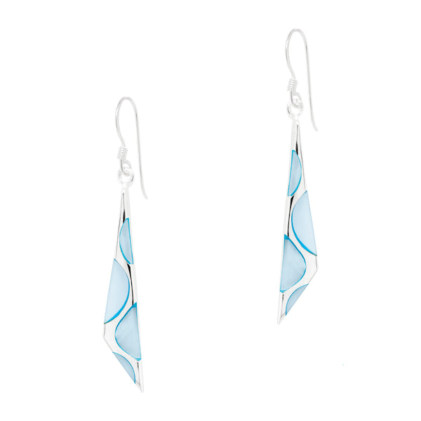 Triangle Wedge Coloured Shell Sterling Silver 925 Hook Earrings