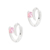 Double Twist Coloured Diamante-Sterling Silver 925 Hoop Earrings