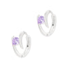 Double Twist Coloured Diamante-Sterling Silver 925 Hoop Earrings