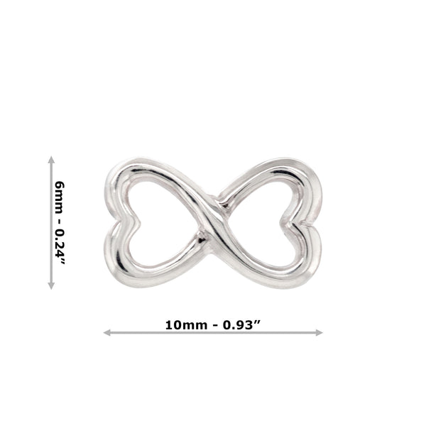 925 sterling silver infinity heart stud earrings