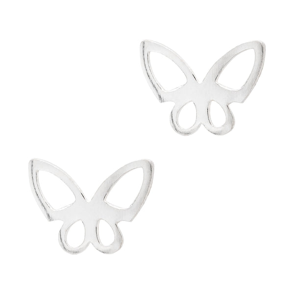 Butterfly Silhouette Sterling Silver 925 Stud Earrings