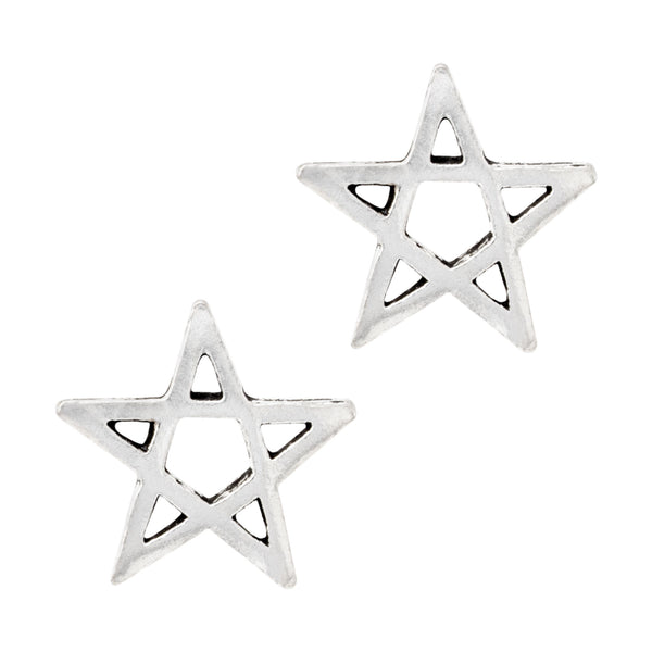 Pentagram Five Pointed Cutout Star Sterling Silver 925 Studs