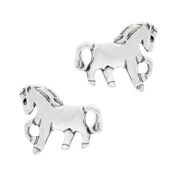 Pony Horse Trotting Sterling Silver 925 Studs
