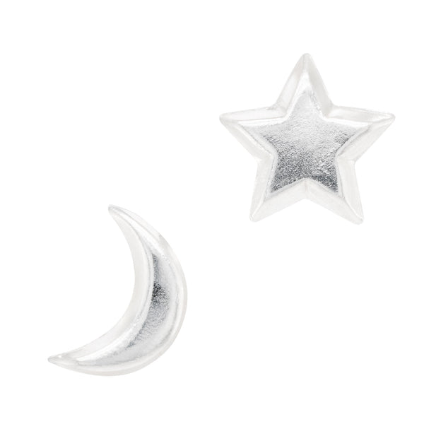 Cosmic Moon & Star Sterling Silver 925 Studs