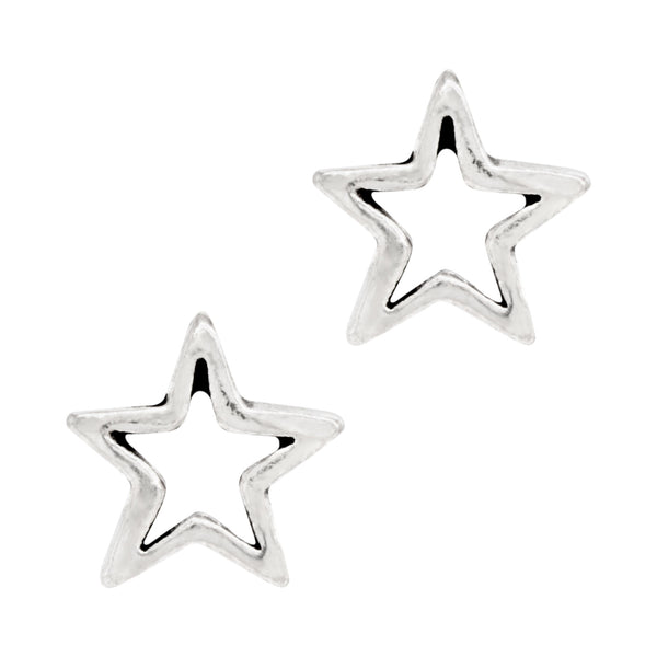 Five Pointed Cutout Star Sterling Silver 925 Studs