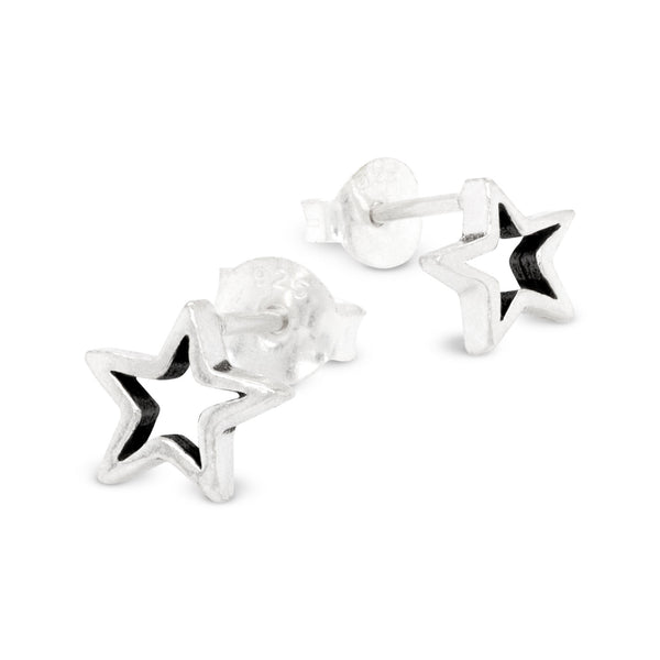 Five Pointed Cutout Star Sterling Silver 925 Studs