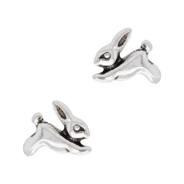 Hopping Bunny Rabbit Sterling Silver 925 Studs