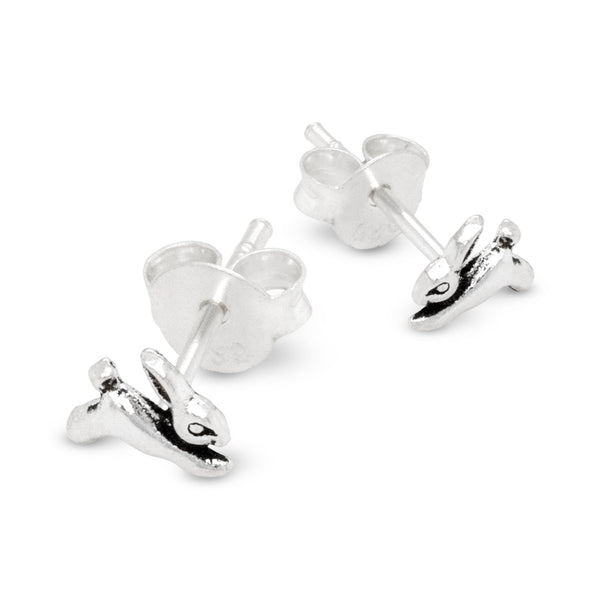 Hopping Bunny Rabbit Sterling Silver 925 Studs