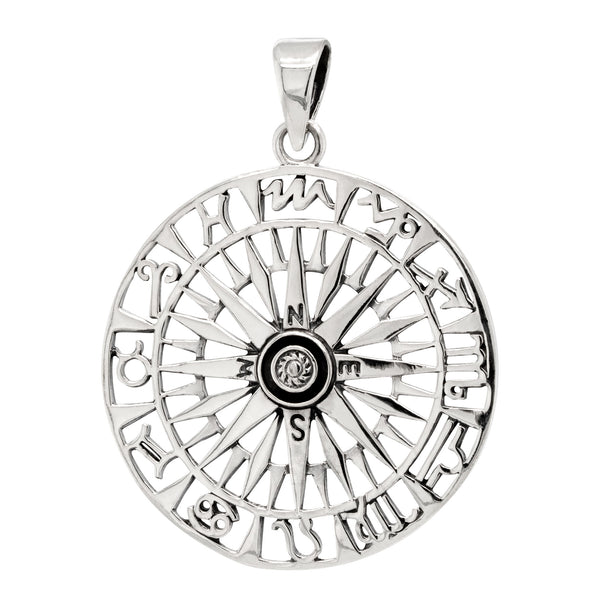 Zodiac Compass Sterling Silver 925 Pendant
