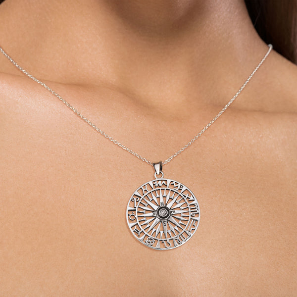 Zodiac Compass Sterling Silver 925 Pendant