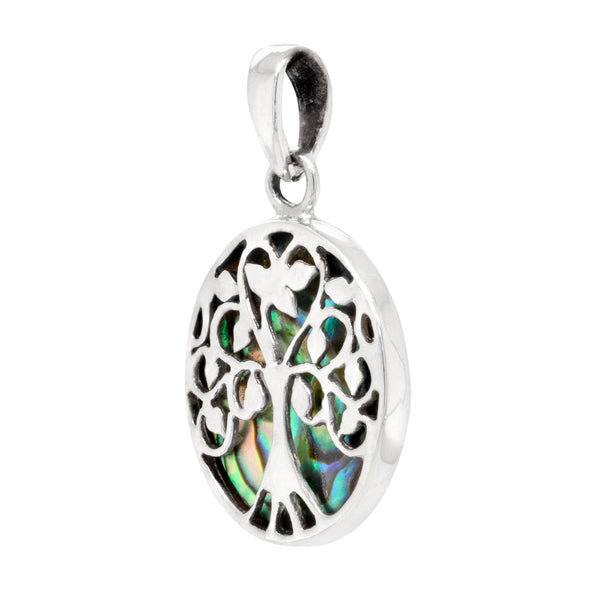 Tree of Life Oval Shell Sterling Silver 925 Pendant