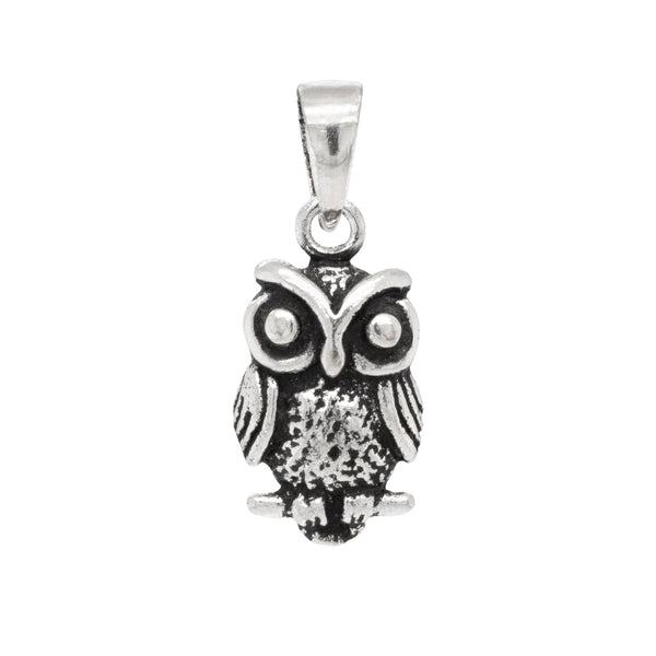 Owl Perching Sterling Silver 925 Pendant