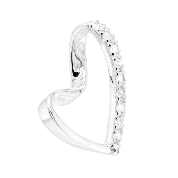 Love Heart Twist Asymmetric Cubic Zirconia Sterling Silver 925 Pendant