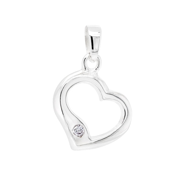Love Heart Single Cubic ZirconiaSterling Silver 925 Pendant