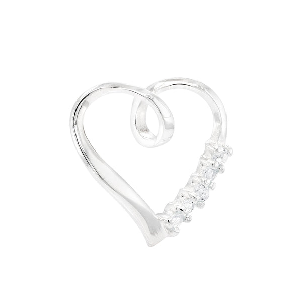 Love Heart Twist Cubic Zirconia Sterling Silver 925 Pendant