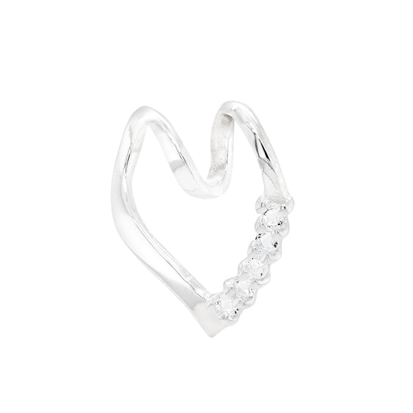 Love Heart Twist Cubic Zirconia Sterling Silver 925 Pendant
