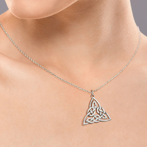 Celtic Triangle Large Sterling Silver 925 Pendant