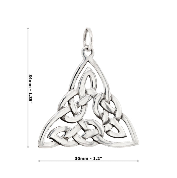 Celtic Triangle Large Sterling Silver 925 Pendant