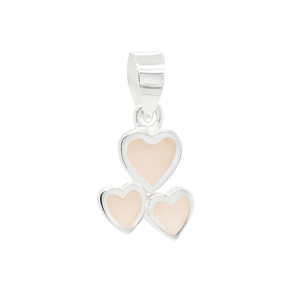 Trio Heart Coloured Shell Sterling Silver 925 Pendant