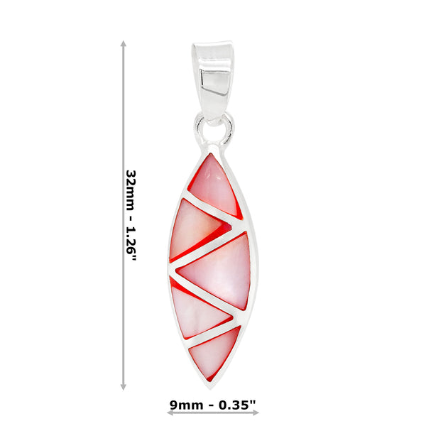 Almond Shaped Coloured Shell Sterling Silver 925 Pendant