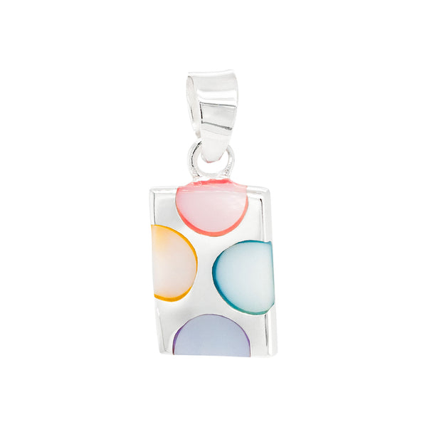 Rectangle Block Coloured Shell Sterling Silver 925 Pendant