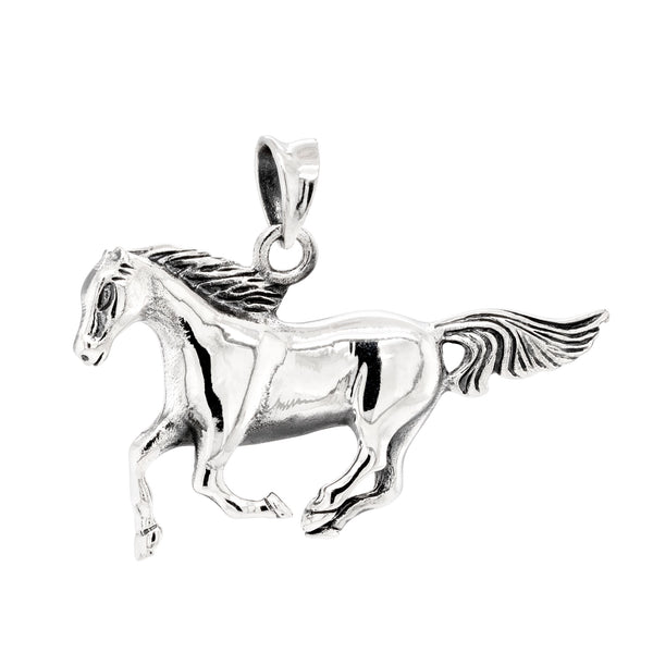 Horse Galloping Sterling Silver 925 Pendant