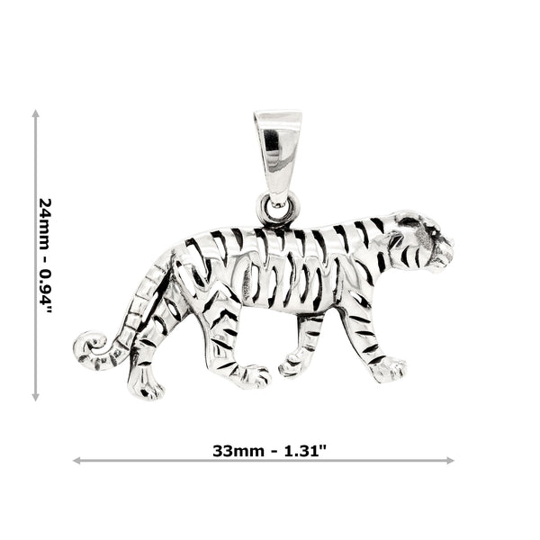 Tiger Prowling Sterling Silver 925 Pendant