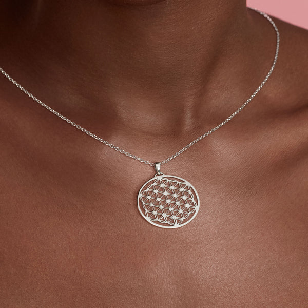 Flower of Life Circular Sterling Silver 925 Pendant