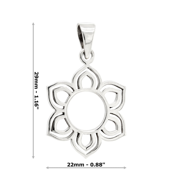 Flower Cutout Sterling Silver 925 Pendant