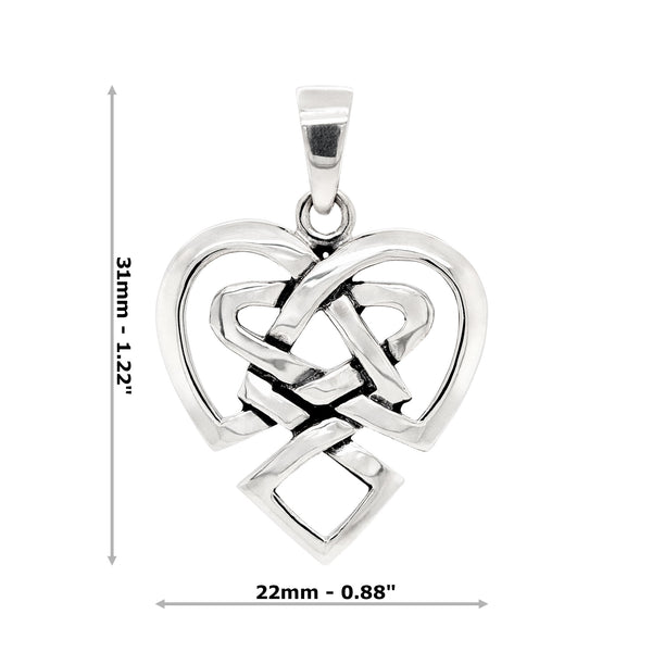Heart Celtic Knot Sterling Silver 925 Pendant