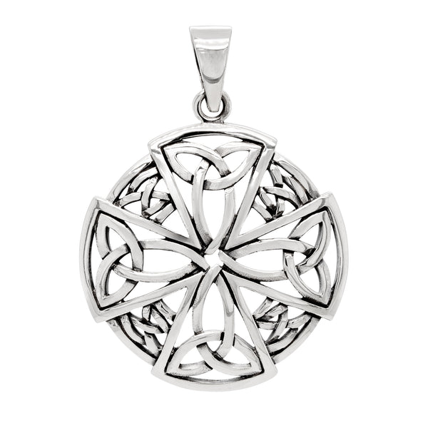 Celtic Knot Cross Shield Sterling Silver 925 Pendant