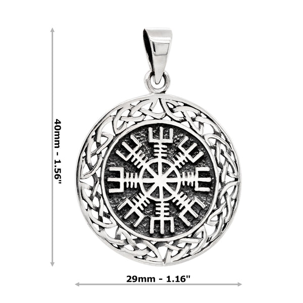 Norse Viking Helm of Awe Celtic Knot Sterling Silver 925 Pendant