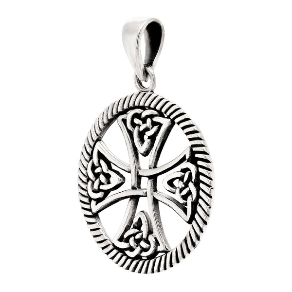 Celtic Knot Cross Rope Shield Sterling Silver 925 Pendant