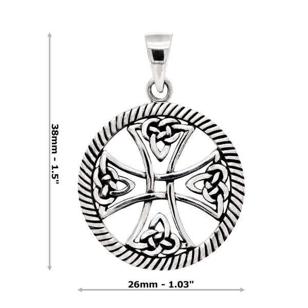 Celtic Knot Cross Rope Shield Sterling Silver 925 Pendant