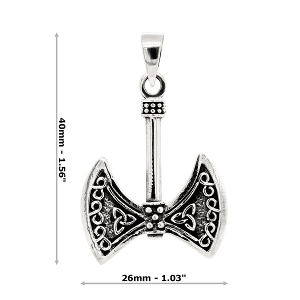 Norse Viking Celtic Knot Axe Sterling Silver 925 Pendant