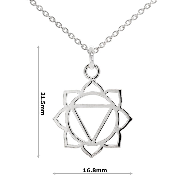 solar plexus chakra mandala silver pendant and 500mm adjustable chain necklace