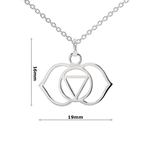 third eye chakra mandala silver pendant and 500mm adjustable chain necklace