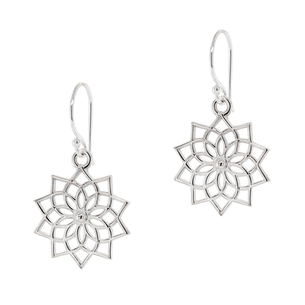 925 sterling silver open lotus flower hook earrings